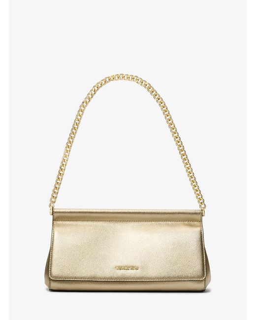 MICHAEL Michael Kors Natural Mk Carmine Medium Metallic Pebbled Leather Pochette