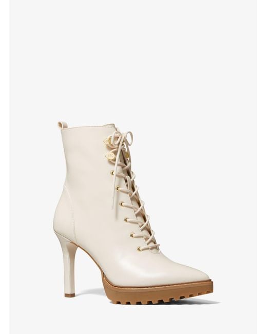 Michael Kors Natural Kyle Leather Lace-up Boot
