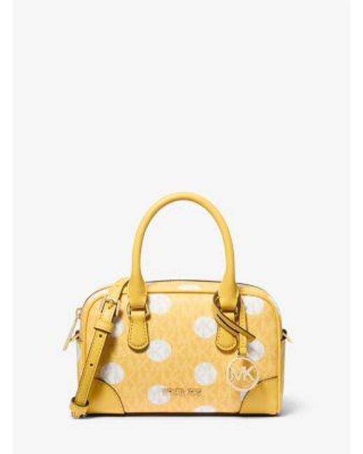 Michael Kors Metallic Thompson Extra-Small Polka Dot Signature Logo Satchel
