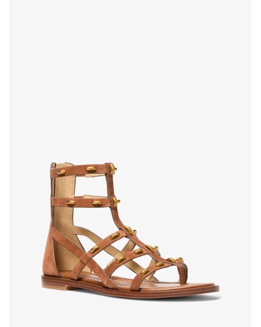 Michael Kors Brown Mk Noa Studded Suede Gladiator Sandal