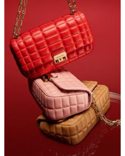 Michael Kors Pink Mk Tribeca Large Quilted Leather Shoulder Bag
