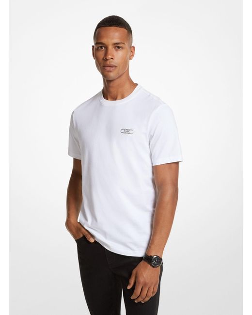 T-shirt in cotone con logo stile impero di Michael Kors in White da Uomo