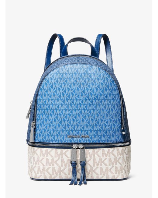 Michael Kors Canvas Rhea Medium Color-block Logo Backpack in Blue ...