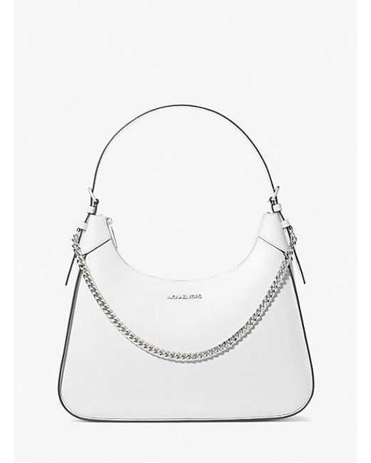 Michael Kors White Wilma Large Leather Shoulder Bag