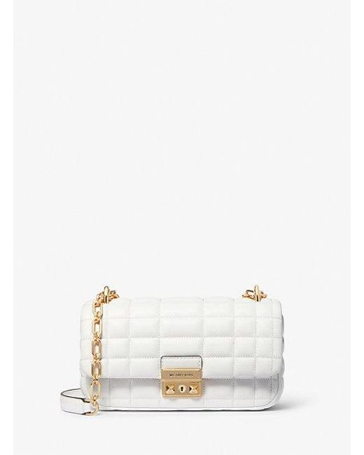 Michael Kors White Tribeca Small Quilted Leather Shoulder Bag