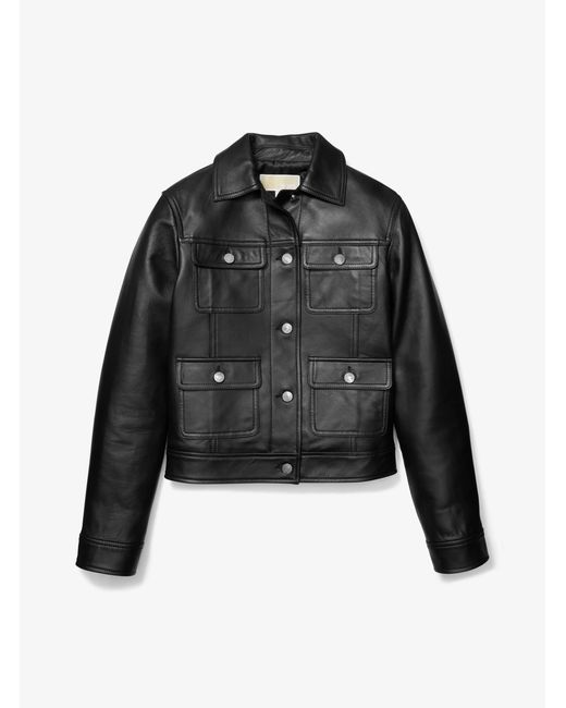 MICHAEL Michael Kors White Mk Leather Utility Jacket