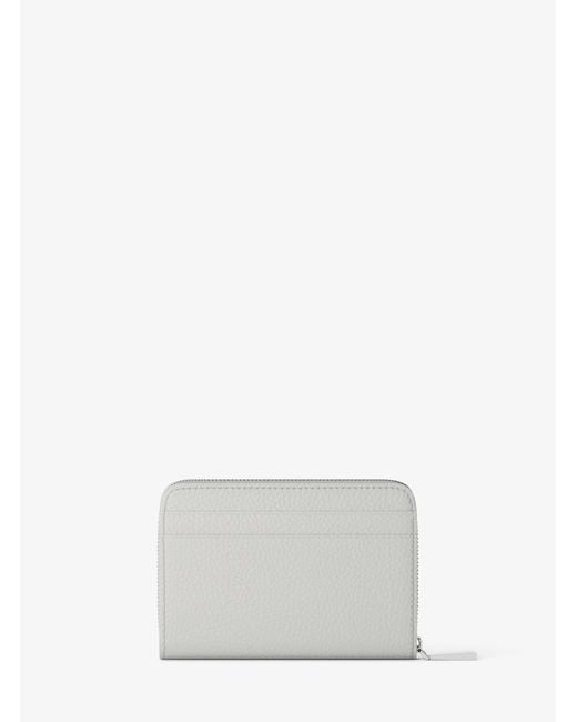 MICHAEL Michael Kors White Mk Jet Set Small Pebbled Leather Zip-Around Card Case