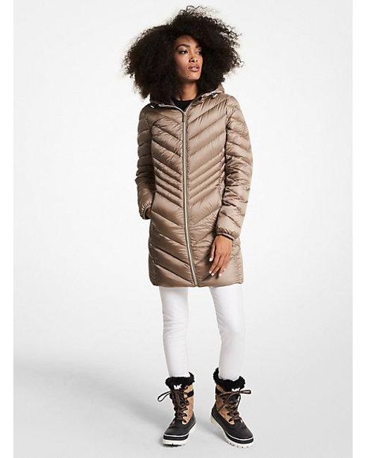 Michael Kors White Quilted Nylon Packable Puffer Coat