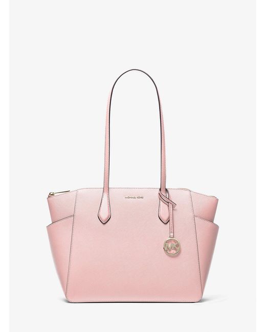 Michael Kors Outlet Pink Mk Marilyn Medium Saffiano Leather Tote Bag