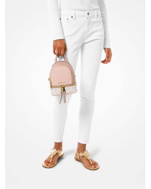 Michael Kors Rhea Medium Color-block Logo Backpack in Pink | Lyst