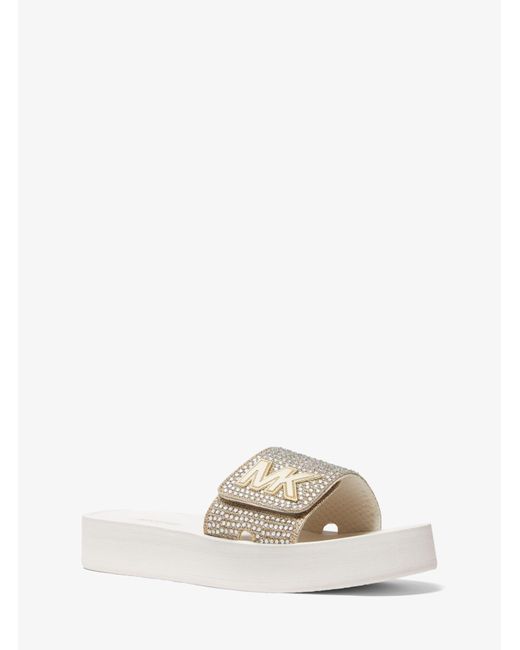 Michael Kors Metallic Embellished Platform Slide Sandal