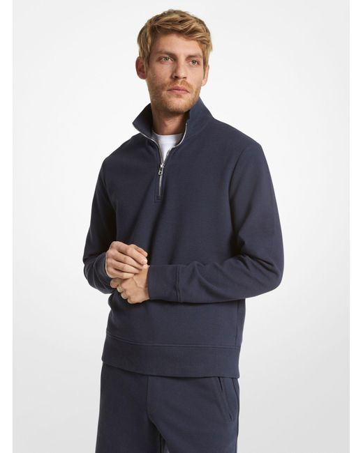 Michael Kors Blue Cotton Blend Half-zip Sweater for men