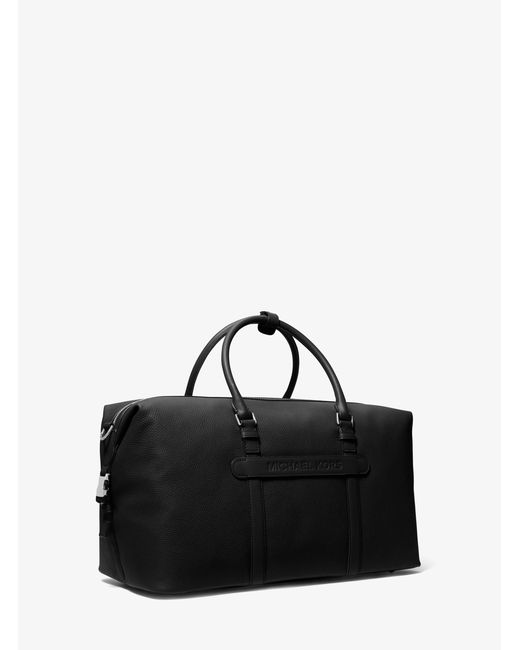 Michael Kors Black Mk Hudson Leather Duffel Bag for men