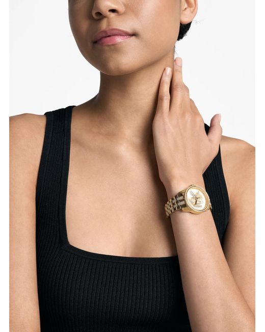 Michael Kors Metallic Mk Mini Bryant Pavé Logo-Tone Watch