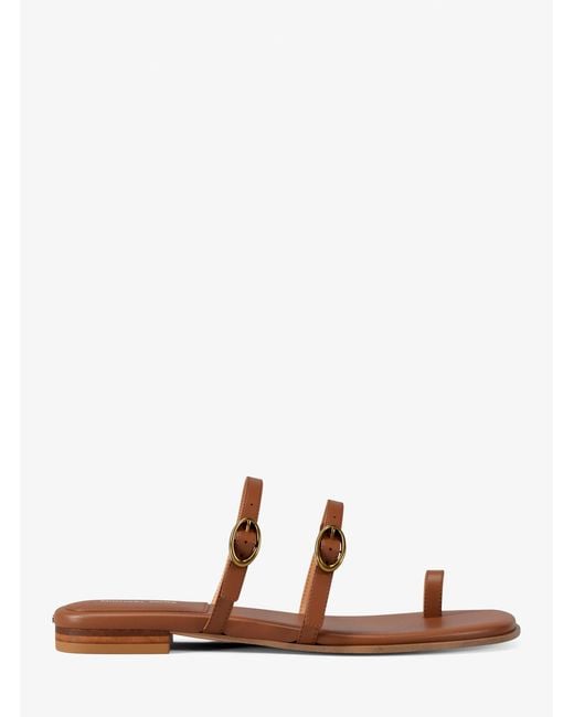 Michael Kors Brown Kya Leather Flat Sandal