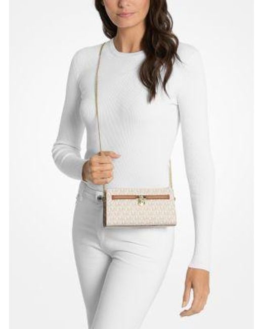 Michael Kors Natural Hamilton Moderne Extra-Small Signature Logo Convertible Crossbody Bag