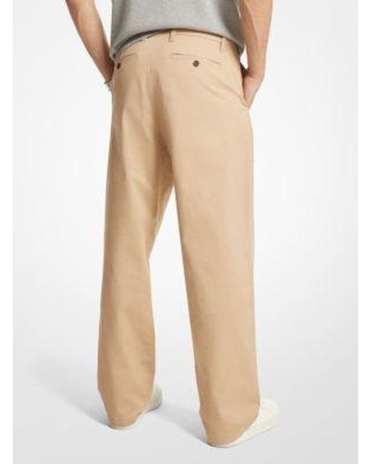 Michael Kors Natural Mk Stretch Cotton Wide-Leg Chino Trousers