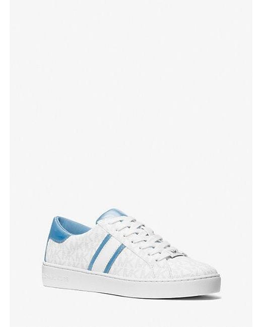 MICHAEL Michael Kors White Mk Keaton Striped Signature Logo Trainers