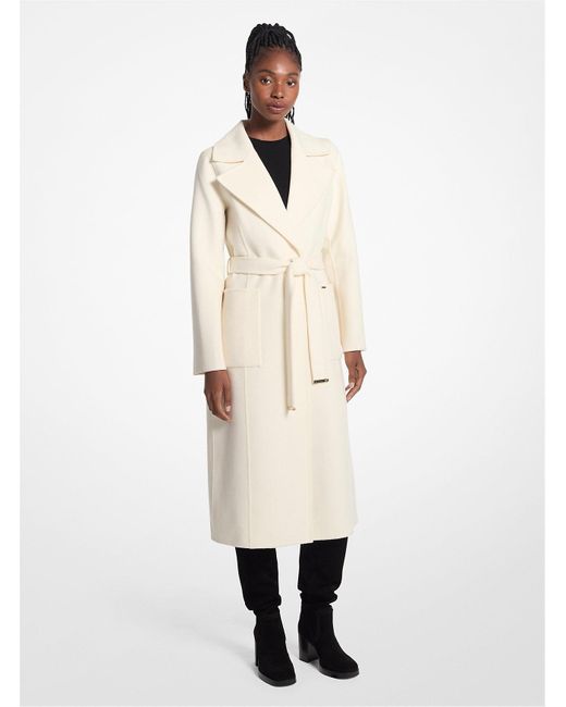 Fur Michael Kors Belted Wrap Coat Winter White Max Mara White Wool
