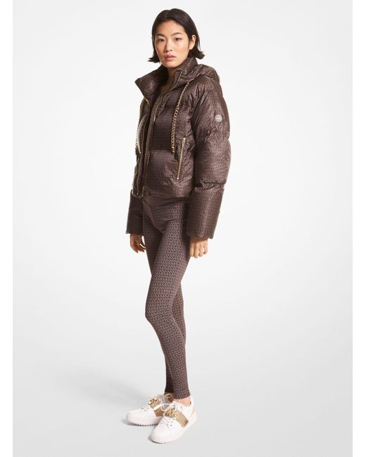 Michael Kors Brown Logo Quilted Puffer Jacket