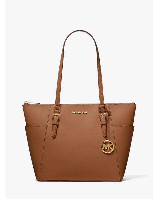 Michael Kors Charlotte Large Saffiano Leather Top-zip Tote Bag in Brown ...