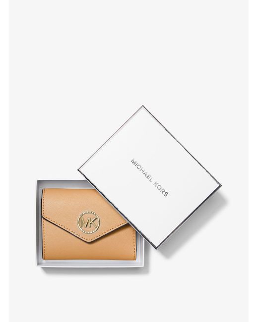 Michael Kors Natural Carmen Medium Saffiano Leather Tri-fold Envelope Wallet