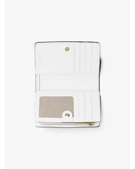 MICHAEL Michael Kors White Mk Bryant Medium Pebbled Leather Wallet