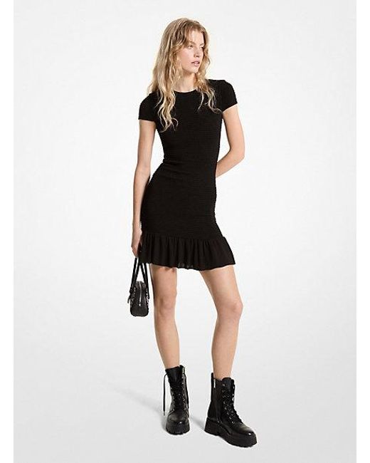 Michael Kors Black Smocked Georgette Mini Dress