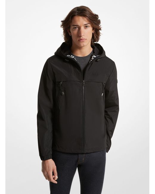 Michael Kors Black Logo Tape Woven Windbreaker Jacket