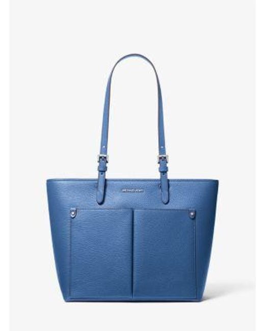 Michael Kors Blue Jet Set Medium Pocket Tote Bag