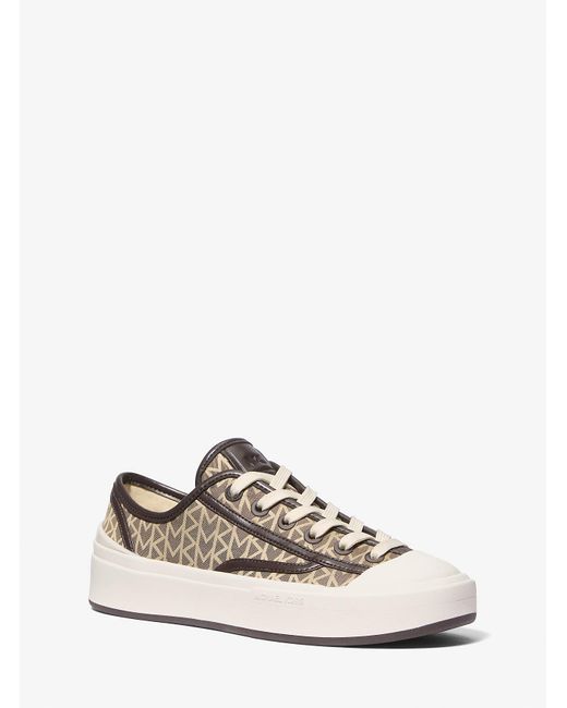 Michael Kors White Jude Mk2000 Logo Jacquard Trainers