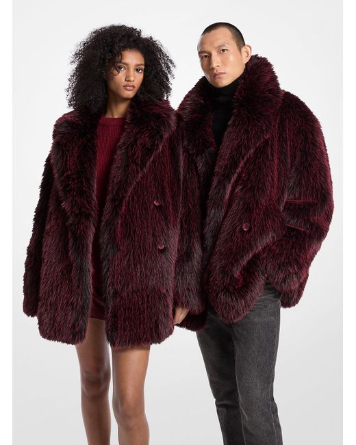 MICHAEL Michael Kors Red Mk Faux Fur Peacoat