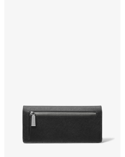 MICHAEL Michael Kors Gray Mk Jet Set Large Saffiano Leather Snap-Front Wallet