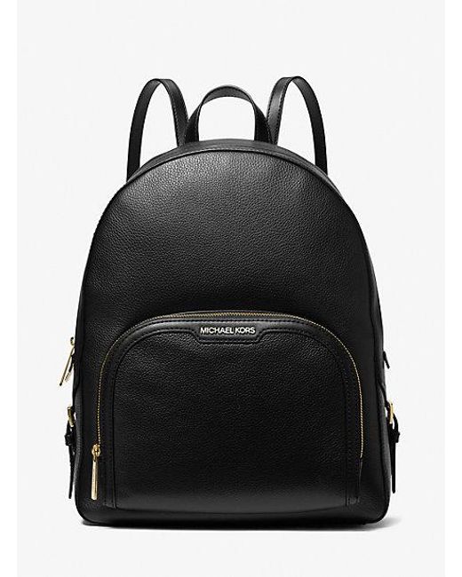 Michael Kors Black Jaycee Large Pebbled Leather Backpack