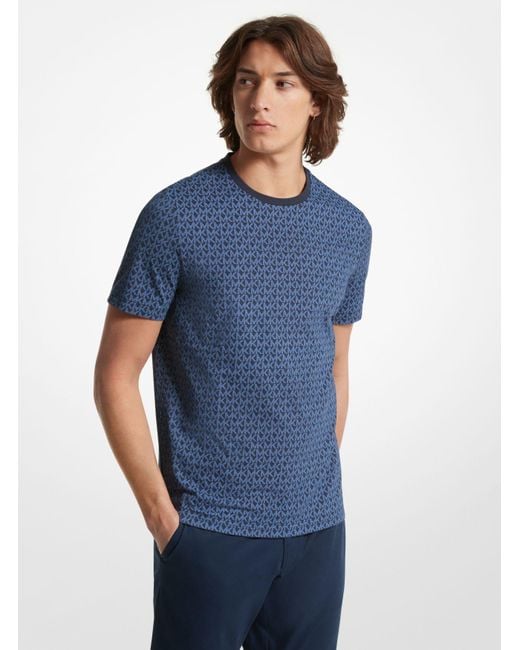 T-shirt en coton à imprimé logo Signature Michael Kors pour homme en coloris Blue