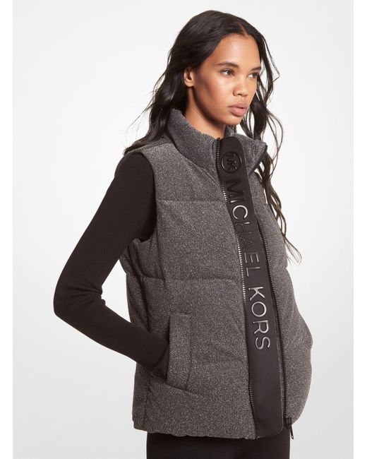 Michael Kors Quilted Metallic Knit Puffer Vest