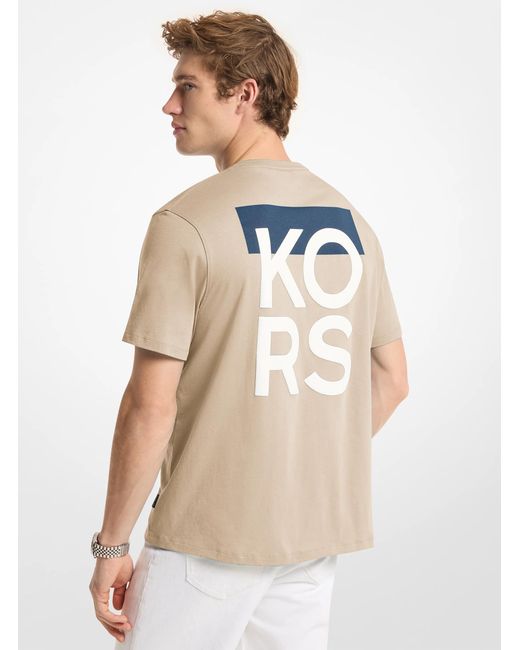Michael Kors Natural Mk Graphic Logo Cotton Jersey T-Shirt for men
