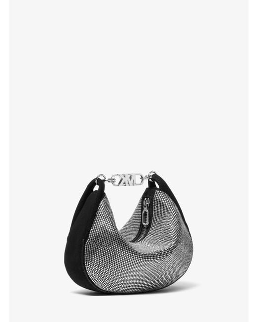 Michael Kors Black Mk Kendall Small Embellished Suede Shoulder Bag