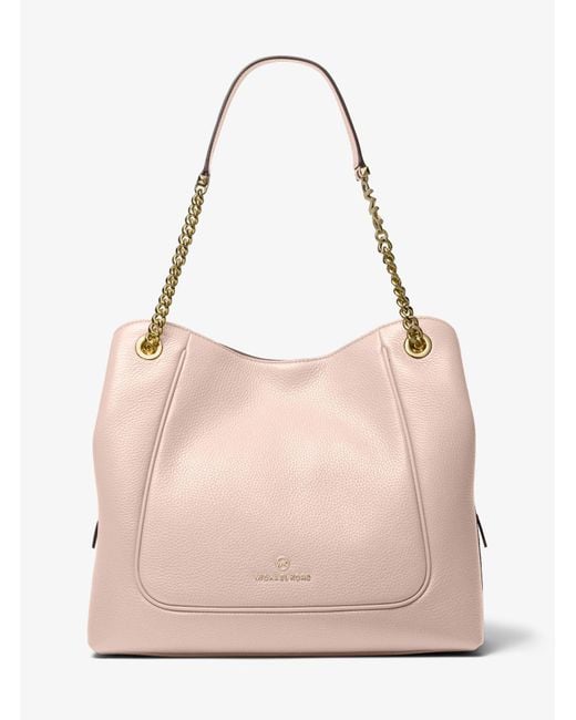 Michael Kors Piper Large Pebbled Leather Shoulder Bag in Pink | Lyst