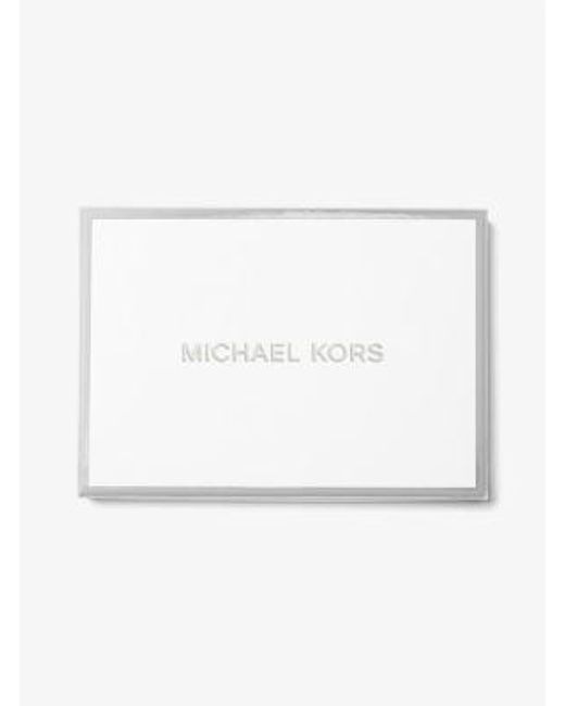 MICHAEL Michael Kors White Mk Jet Set Small Crocodile Embossed Leather Card Case