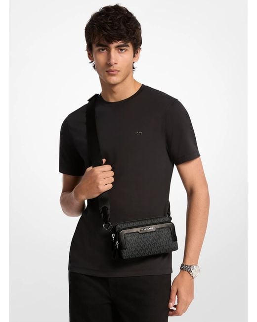 Michael Kors Black Mk Hudson Signature Logo Crossbody Bag for men