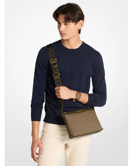 Michael Kors Green Hudson Signature Logo Messenger Bag for men