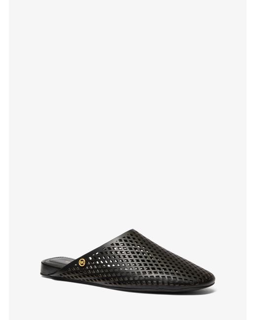Michael Kors Black Cady Perforated Leather Mule