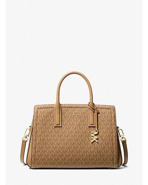 Michael Kors Natural Mk Laila Medium Signature Logo Satchel