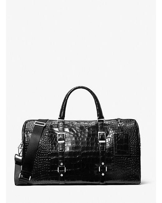 Michael Kors Bedford Travel Extra-large Crocodile Embossed Leather  Weekender Bag in Black | Lyst