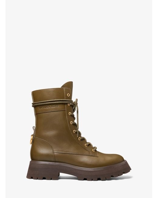MICHAEL Michael Kors Brown Caleb Leather Combat Boot