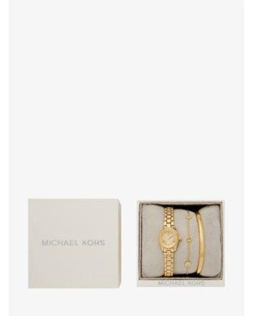Michael Kors White Petite Lexington Pavé-Tone Watch And Jewelry Gift Set