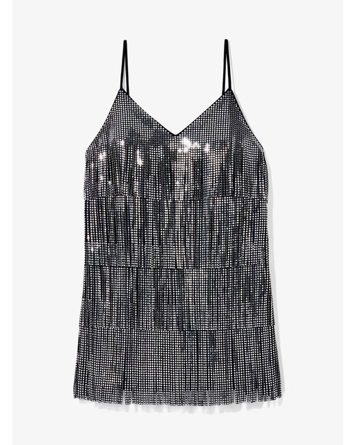 MICHAEL Michael Kors Black Studded Fringe Slip Dress