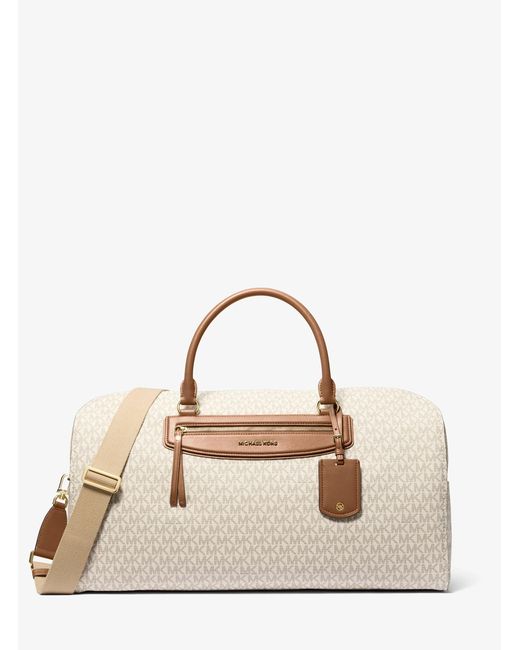 MICHAEL Michael Kors Natural Mk Jet Set Travel Extra-Large Signature Logo Weekender Bag