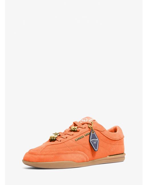 MICHAEL Michael Kors Orange Mk Nolan Embellished Suede Trainers